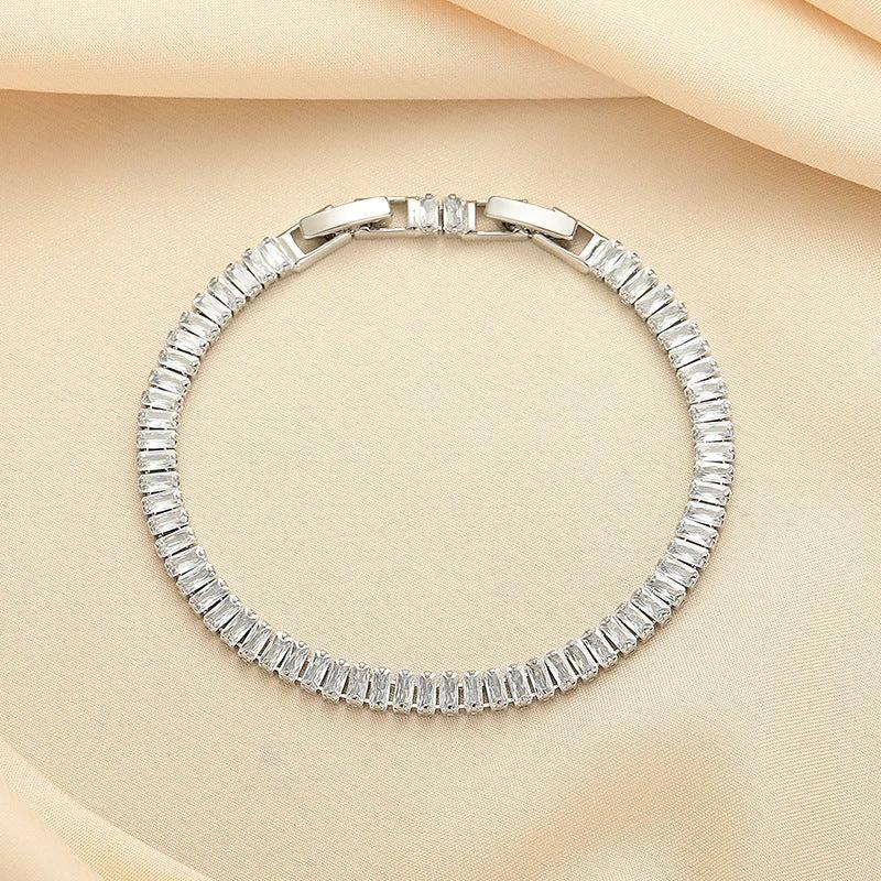 European And American Simple Rectangular Affordable Luxury Style Full Diamond Fashion All-match Bracelet by GJG Denim