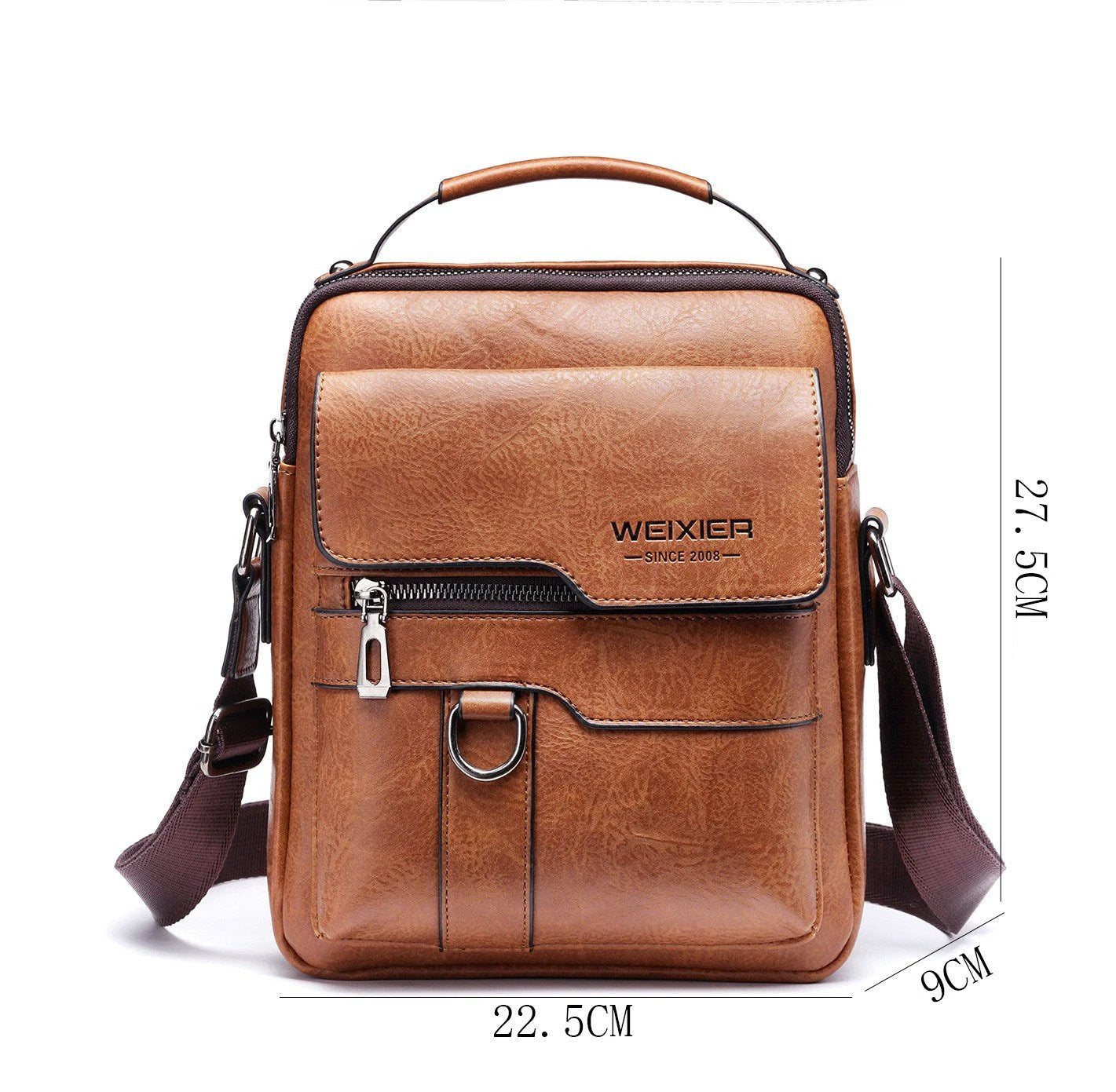 Men's Messenger Bag One Shoulder Retro Business Backpack PU Leather Flaps Crossbody by GJG Denim