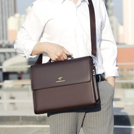 Men's Horizontal Leather Briefcase by GJG Denim
