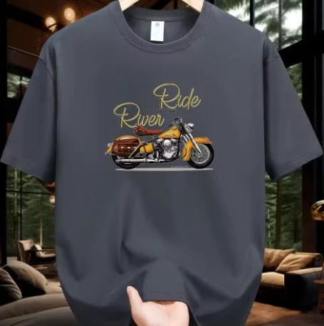 Men's Motorcycle Pattern Printed T-shirt by GJG Denim