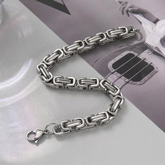 Men's Vintage Stainless Steel Imperial Dragon Bone Chain Bracelet by GJG Denim