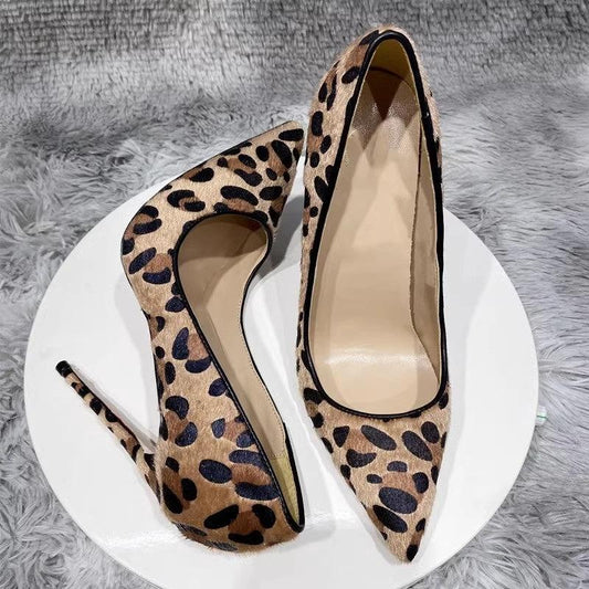 Suede Leopard Print High Heels For Women by GJG Denim