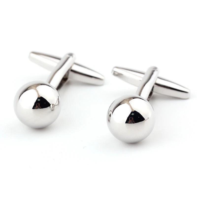 Silver Steel Ball Shape Metal Cufflinks For Men by GJG Denim