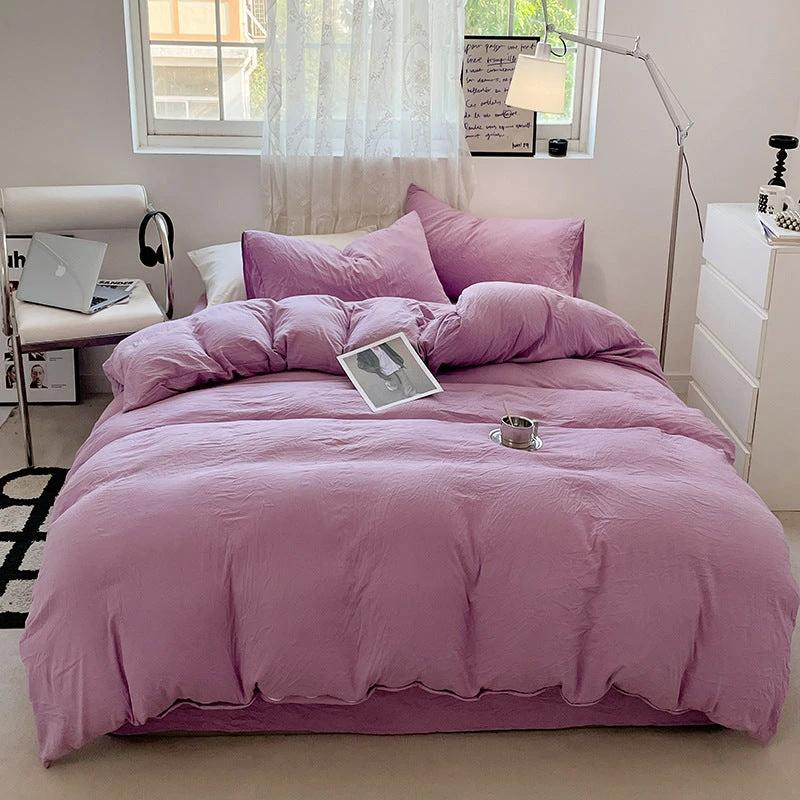 Solid Color Super Soft Washed Cotton Duvet Cover Four-piece Set by GJG Denim