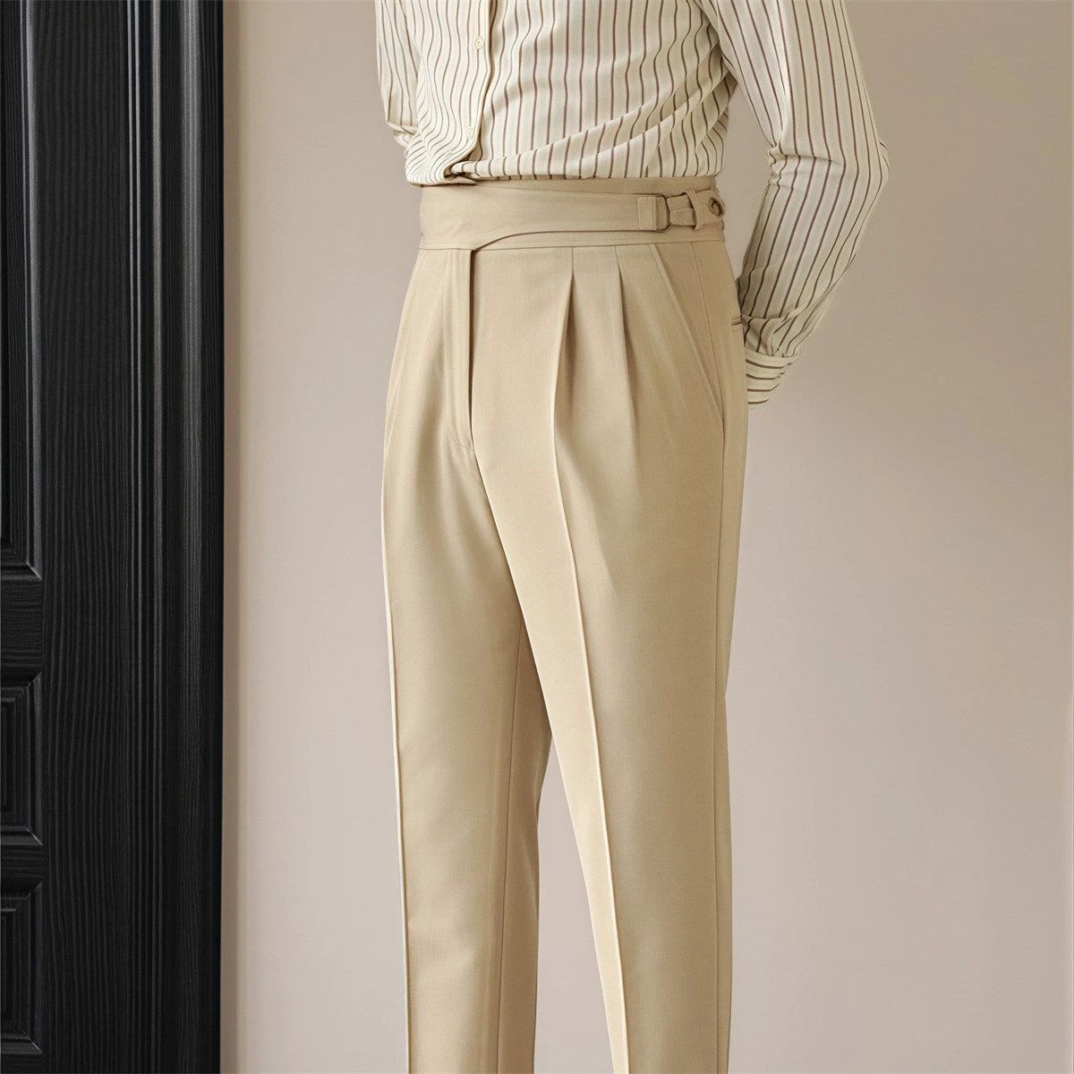 Men's Retro Business Casual Paris Buckle Pants by GJG Denim
