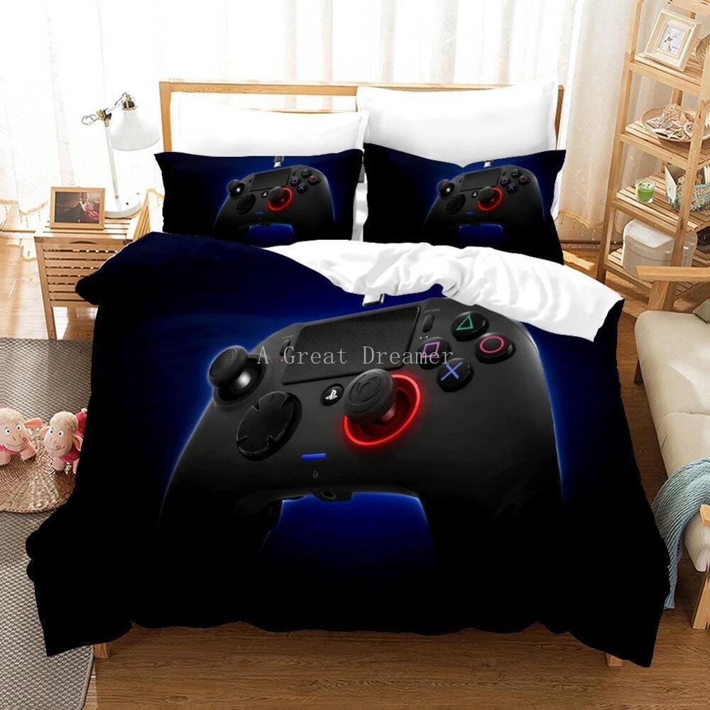 Game Controller Pattern Printed Bedding Duvet Cover Three-Piece Set by GJG Denim