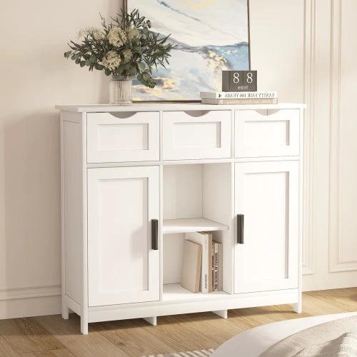 Storage Cabinets,Wooden Floor Cabinet,with Drawers And Shelves Storage Cabinets,Accent Cabinet For Bathroom by GJG Denim