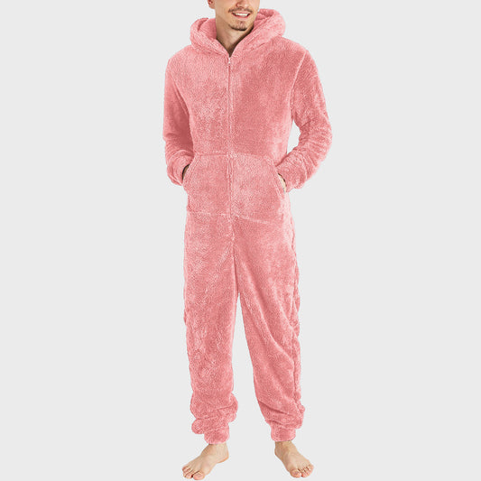 Men's Fashion Zipper Thermal Plush Jumpsuit Pajamas by GJG Denim