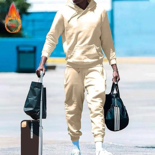 Men's Loose-Fit Two-Piece Sports Sweatshirt Set by GJG Denim