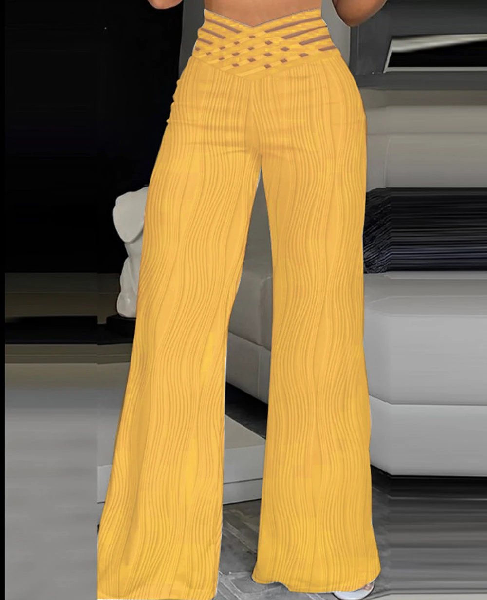 Jacquard Stretch Fabric Bootcut Pants Women by GJG Denim