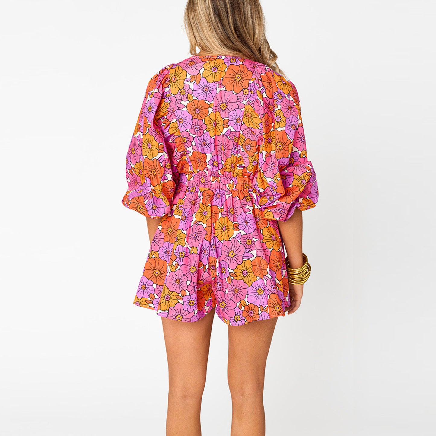 Shirt Slimming Casual Loose Deep V Wide Leg Short romper by GJG Denim