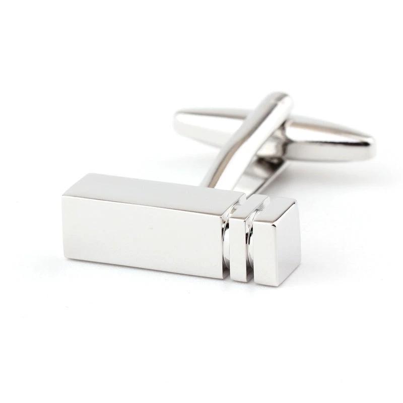 Rectangular Glossy Metal Cufflinks For Men by GJG Denim