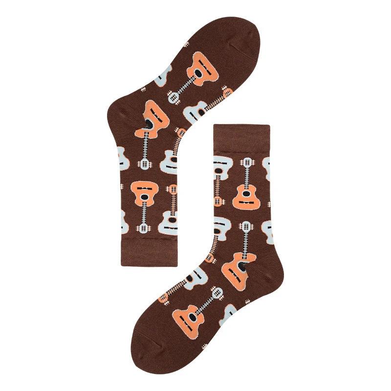Men's Colorful Guitar Cotton Socks by GJG Denim