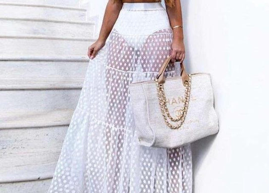 Mesh patchwork skirt by GJG Denim