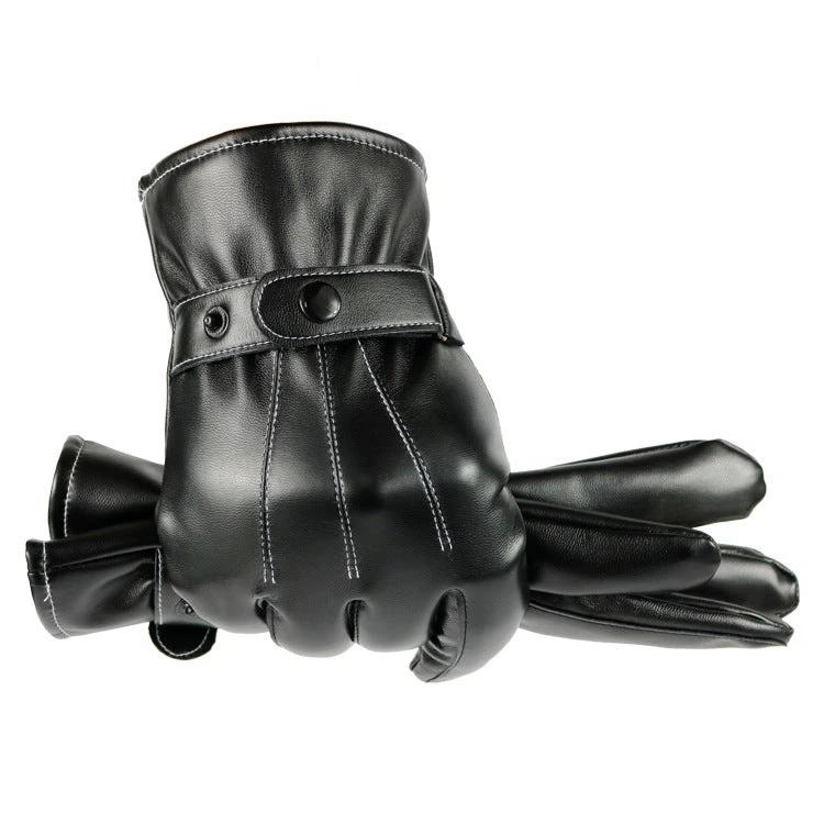 PU Leather Touch Screen Gloves For Men by GJG Denim