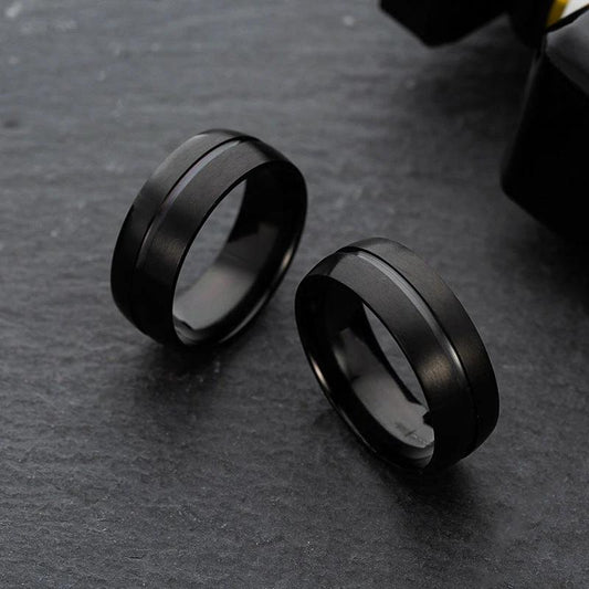 Black Titanium Steel Ring For Men by GJG Denim