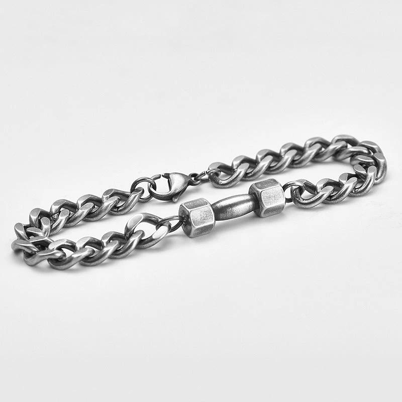 Men's Dumbbell Titanium Steel Bracelet by GJG Denim