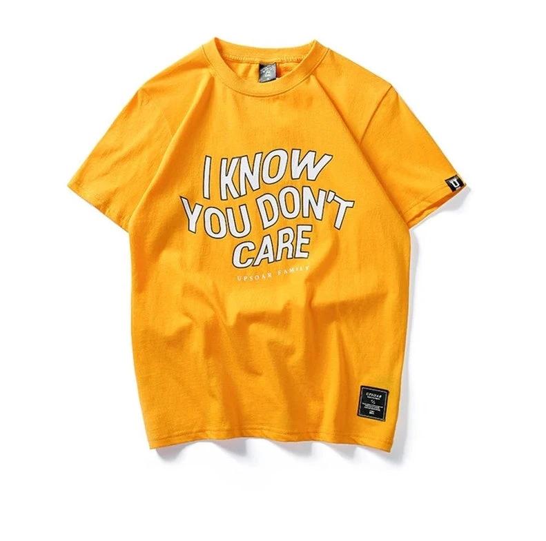 Men's " I Know You Don't Care" Short-sleeved T-shirt by GJG Denim