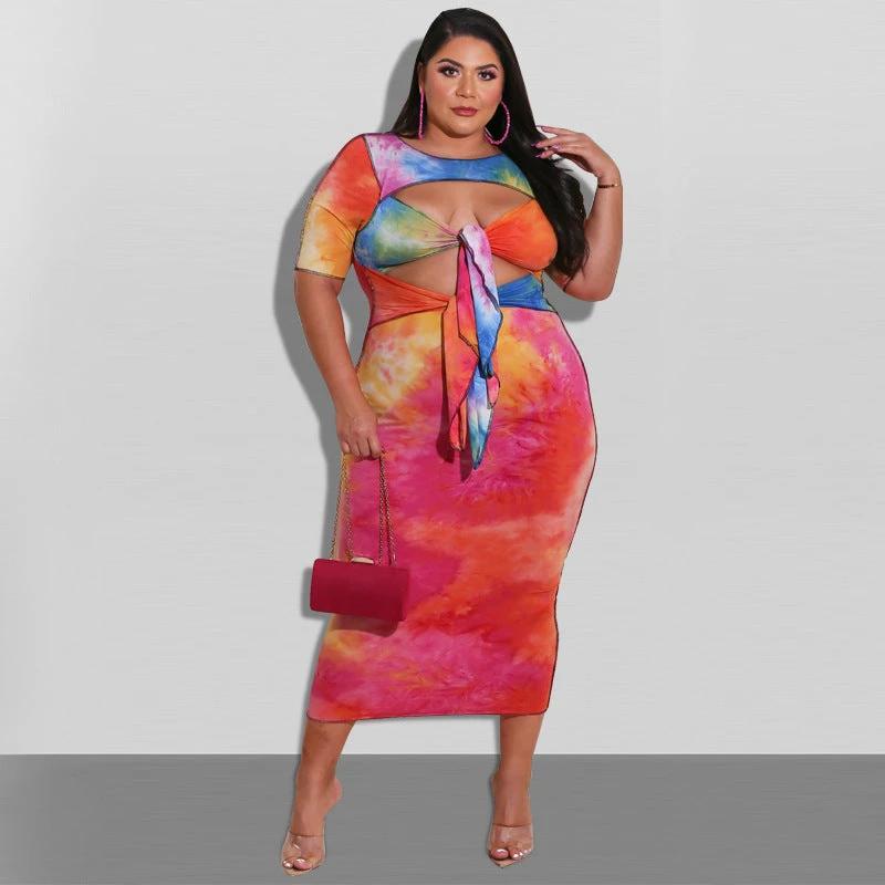 Plus Size Women's Kansuha Printed Fashion Dress by GJG Denim