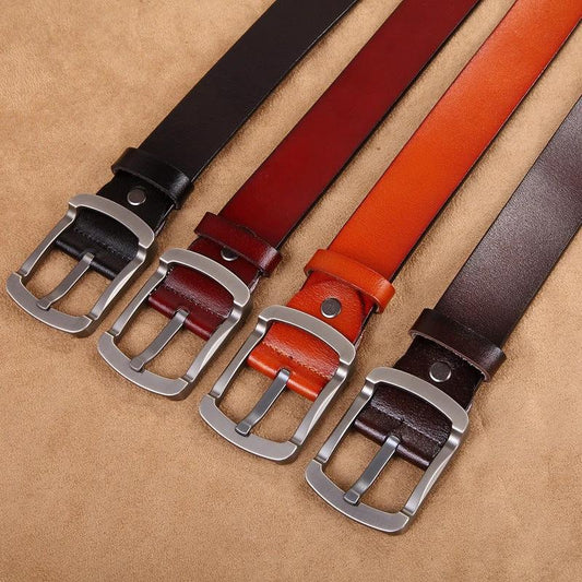 Men's Retro Leather Cowhide Belt by GJG Denim