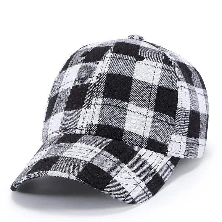 Checkered Peak Baseball Hat For Men by GJG Denim
