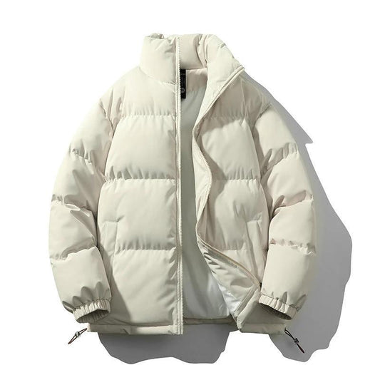 Men's Thick Warm Down Casual Loose Cotton Padded Jacket by GJG Denim