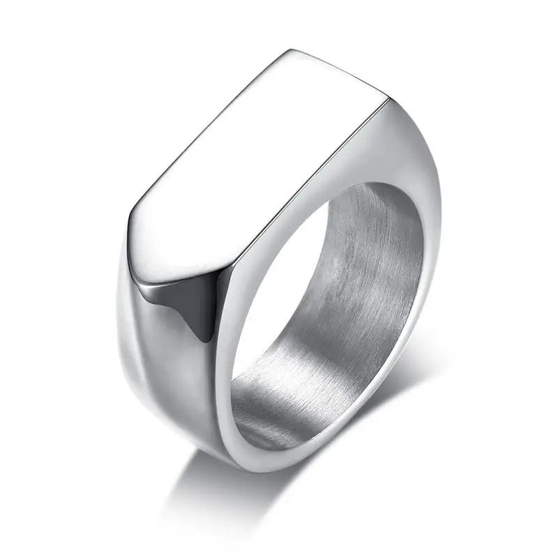Classic Stainless Steel Black Square Men Ring Rock Vintage by GJG Denim
