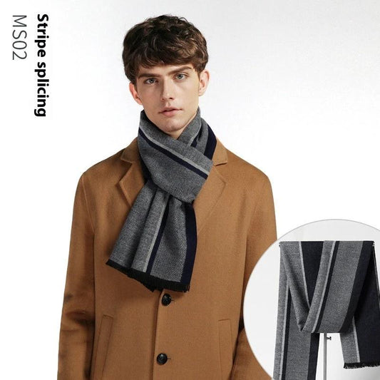 Simple Plaid Warm Keeping Artificial Cashmere Scarf by GJG Denim