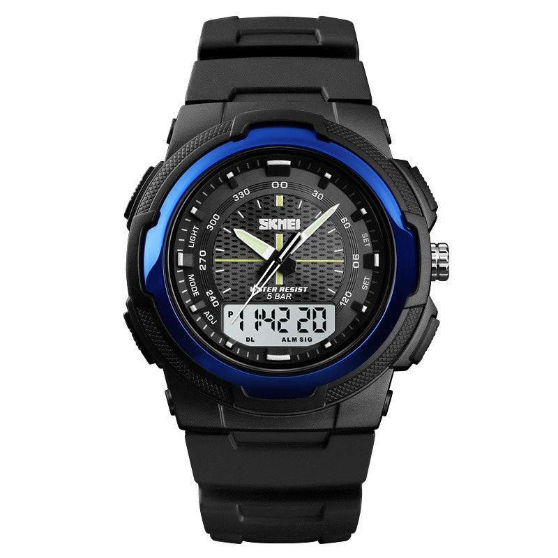 Men's Electronic Double Display Rubber Watch by GJG Denim