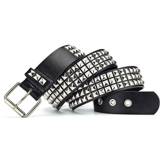 Men's Punk Belt Pyramid Rivet Belt Catch by GJG Denim