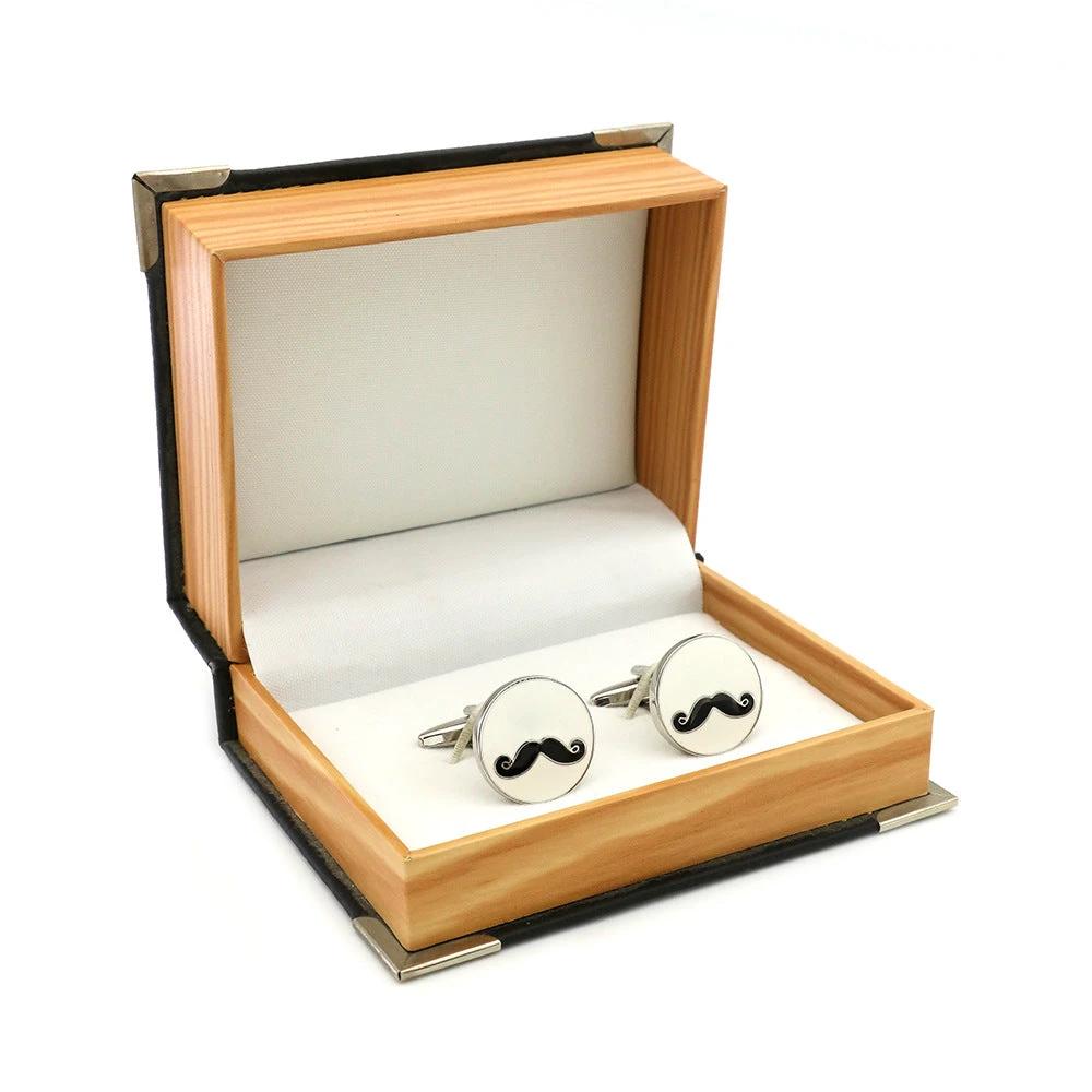 Men's Metal Copper Round Black Beard Cuff Links by GJG Denim