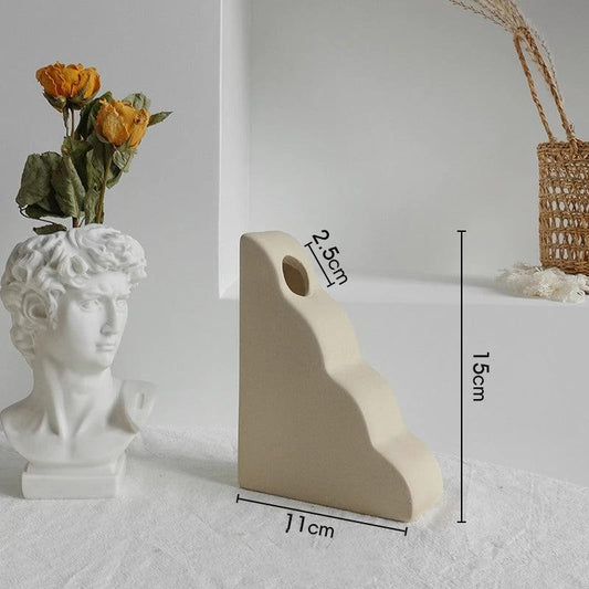 Simplicity Ceramic Vase Dry Flower Arrangement Home Decoration Ornament Living Room Display Art Vases by GJG Denim