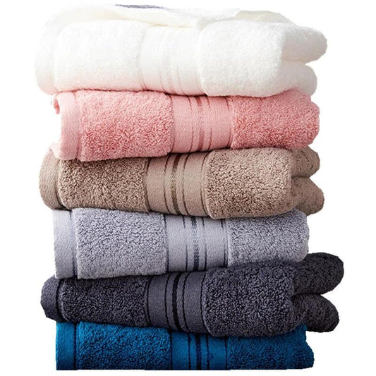 Pure Color Thick Cotton Bath Towel Set Towel Set Increased Pure Cotton Beach Towel Beauty Salon Bath Towel by GJG Denim
