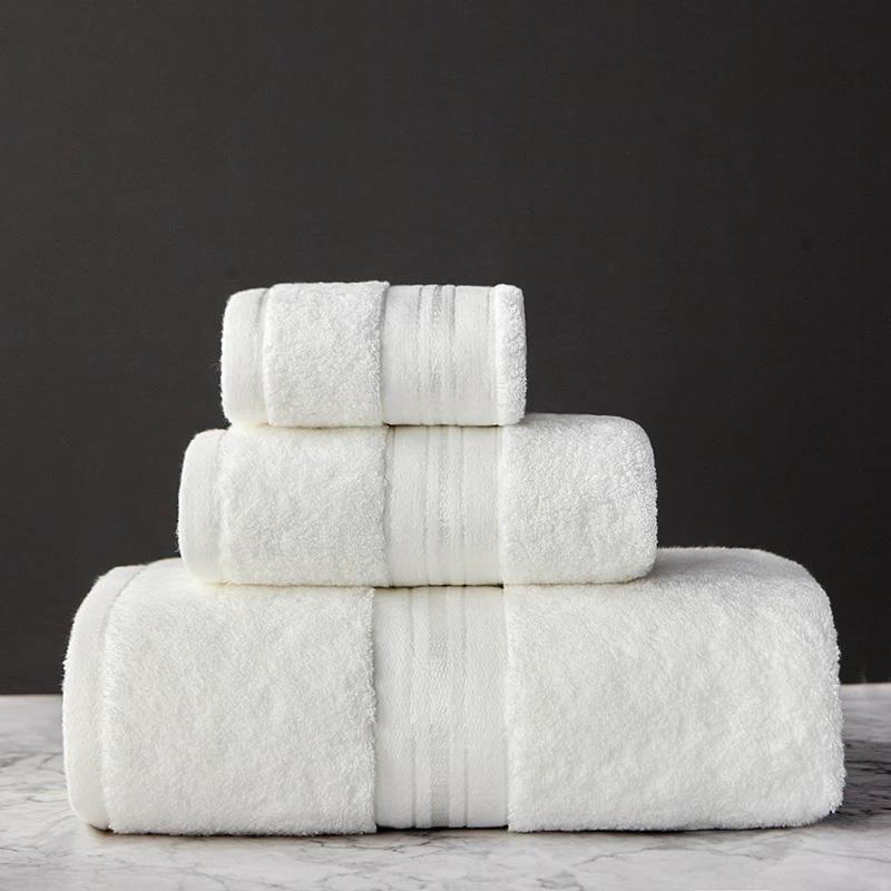 Pure Color Thick Cotton Bath Towel Set Towel Set Increased Pure Cotton Beach Towel Beauty Salon Bath Towel by GJG Denim