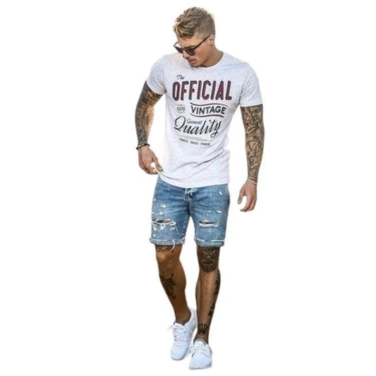 Men's Loose Ripped Jean Shorts by GJG Denim