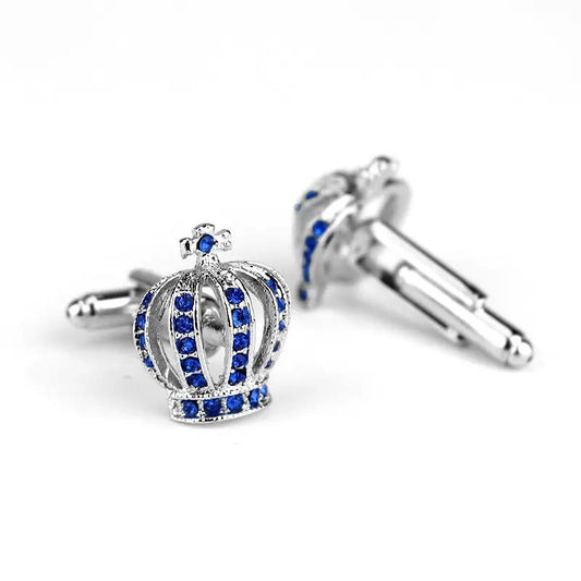 Classic Diamond Crown Shape Cufflinks For Men by GJG Denim