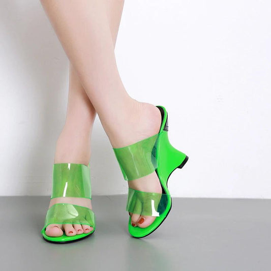 European And American Outer Size Sexy Thick-Heeled Wedge-Strap Sandals by GJG Denim