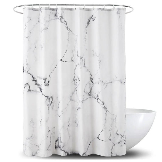 Marbled Polyester Waterproof Shower Curtain by GJG Denim