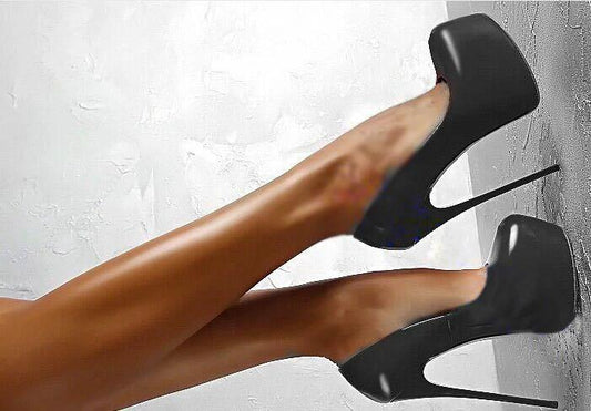 Spring Autumn Sexy Wedding Fetish Round Toe Woman Pumps Platform Very High Heel Pumps by GJG Denim