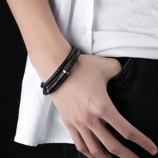 Men's Vintage Cowhide Double Bracelet by GJG Denim