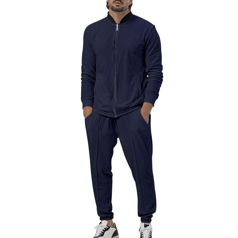 Casual Zipper Long Sleeve Men's Coat Trousers Suit by GJG Denim