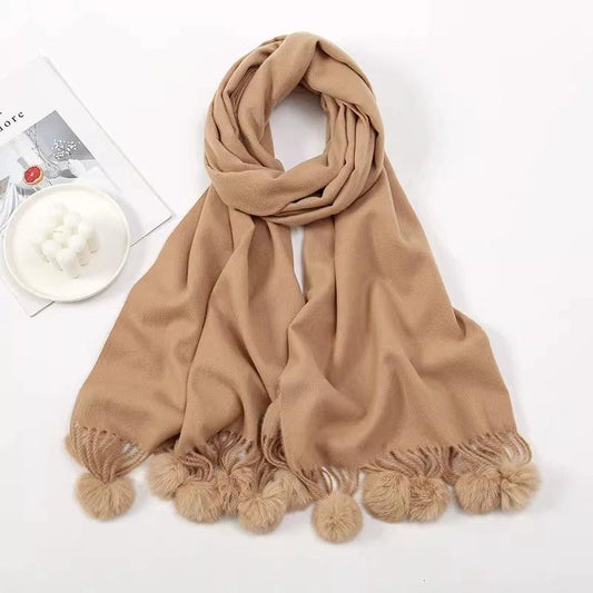 Solid Color Cashmere Like Scarf With Fleece Lining For Extra Warmth by GJG Denim
