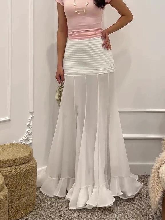 Ruffled Pleated Skirt by GJG Denim