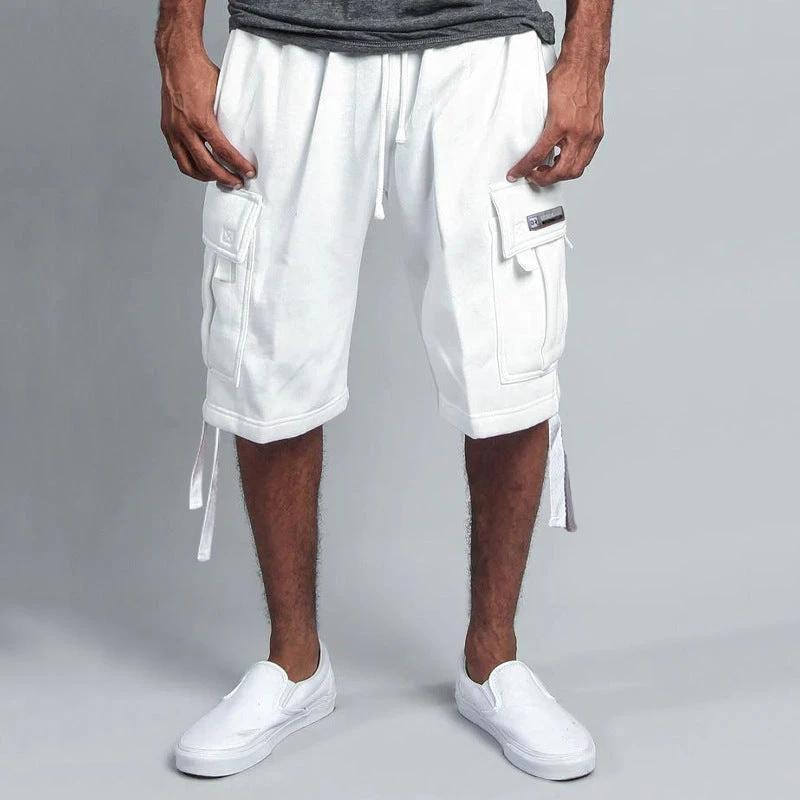 Men's Casual Five-point Overalls Multi-pocket Loose Straight Shorts by GJG Denim