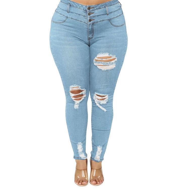 High waist ripped plus size jeans by GJG Denim