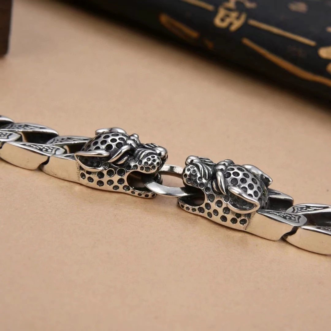 Retro Double-Leopard Men's Casual Bracelet by GJG Denim