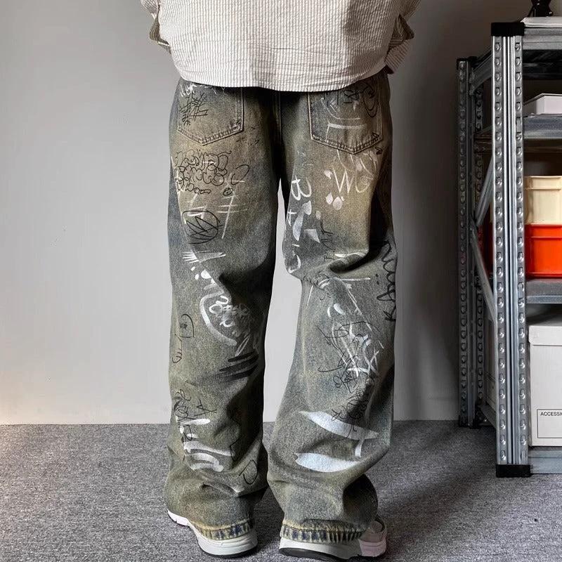 Men's Design Wide-Leg Jeans by GJG Denim