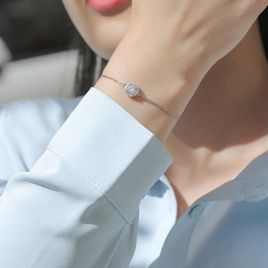 Silver Light Luxury Moissanite Round Bag Bracelet by GJG Denim