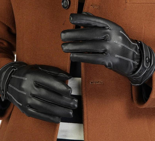 Winter PU Leather Full Touch Screen Gloves For Men by GJG Denim