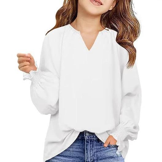 New Loose-fitting Solid Color Long Sleeves Children's Clothing Shirt by GJG Denim